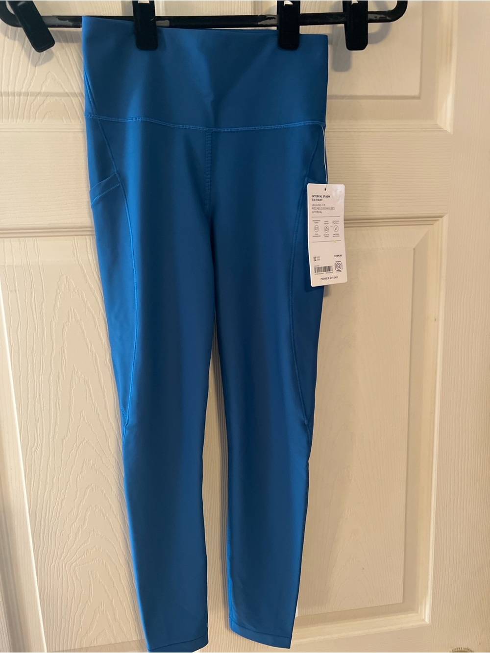 #131 NWT Athleta Interval Stash 7/8 Tight Leggings Blue XXS PowerMove Pockets
